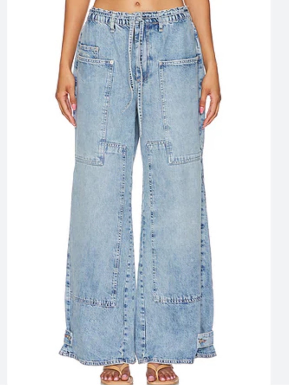 Free People × We The Free
 Curvy Outlaw Wide Leg Pant- Color - Blue